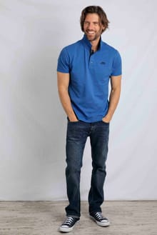 Miles Pique Polo Shirt Blue Sapphire