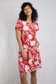 Orlando Linen Rich Pocket Dress Radical Red