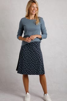 Malmo Printed Jersey Stretch Skirt Dark Navy
