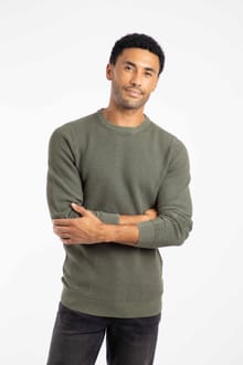 Easton Waffle Crew Neck Jumper Fir Green