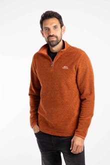 Errill 1/4 Zip Textured Fleece Brick Orange