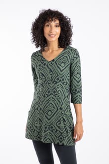 Arielle Printed Jersey 3/4 Sleeve Tunic Army Green