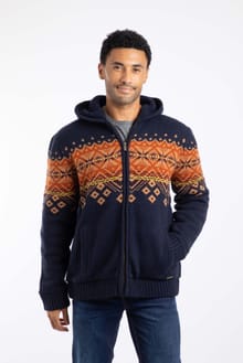 Bradwood Borg Lined Fair Isle Knit Full Zip Hoodie Midnight