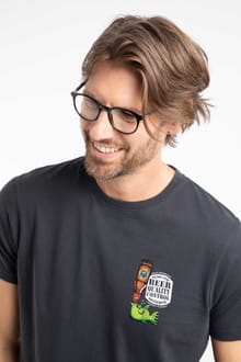 Beer Offisher Back Print Artist T-Shirt Navy