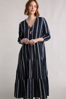 Emmy Striped Woven Maxi Dress Navy