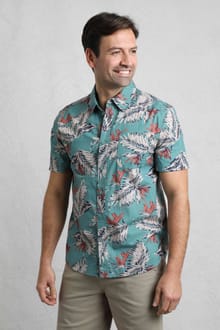 Faraway Organic Cotton Printed Shirt Mineral Blue