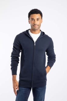 Samuel Knitted Full Zip Hooded Jumper Navy
