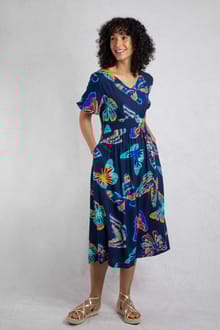 Dilsha LivaEco™ Printed Viscose Midi Dress Dark Blue
