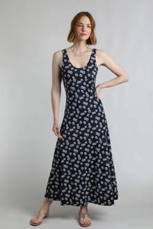 Tivoli Printed Jersey Dress Navy Blue