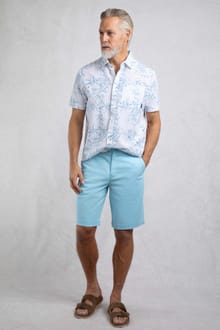 Rayburn Cotton Flat Front Shorts Powder Blue