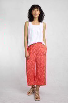Sarita LivaEco™ Wide Leg Printed Viscose Trousers Tango Red