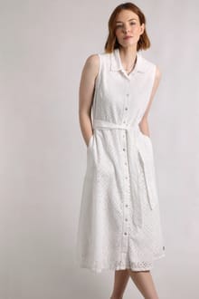 Alinda Cotton Broderie Shirt Dress White