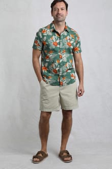 Avondale Short Sleeve Printed Shirt Dusky Green