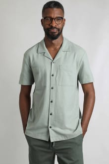 Wooster Crepe Knit Shirt Limestone