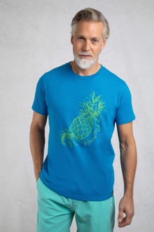 Pineapple Express Organic Cotton Front Print T-Shirt Lagoon Blue