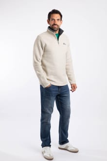 Newark 1/4 Zip Grid Fleece Ecru