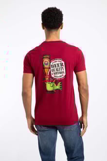 Beer Offisher Back Print Artist T-Shirt Garnet