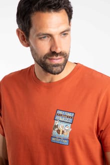 Only Fowls and Hawkses Back Print Artist T-Shirt Rust Leaves