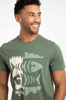 Double Fish Front Print Graphic T-Shirt Deep Lichen Green