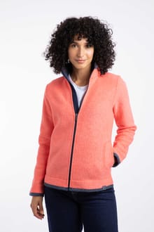 Ariana Full Zip Grid Fleece Hot Coral