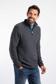 Shorling 1/4 Zip Striped Macaroni Sweatshirt Black