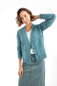 Amiens Mixed Stitch Cardigan Smoked Blue