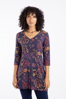 Arielle Printed Jersey 3/4 Sleeve Tunic Nightshade