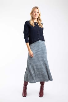 Ares Printed Jersey A-Line Maxi Skirt Navy