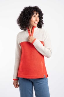 Isla 1/4 Zip Colour Block Macaroni Hot Coral