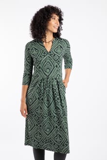 Isolde Printed Jersey Midi Dress Army Green