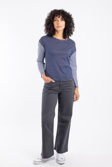 Calfee Striped Long Sleeve T-Shirt Navy