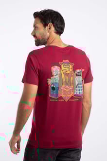 Doctor Hoot Back Print Artist T-Shirt Garnet