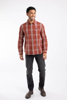 Lando Long Sleeve Check Shirt Rust Leaves