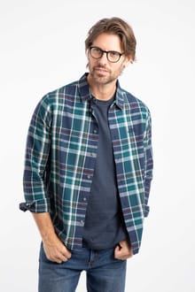 Lando Long Sleeve Check Shirt Dark Blue