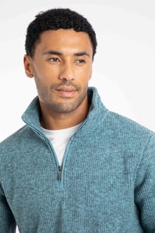 Newport 1/4 Zip Ribbed Fleece Smoked Blue