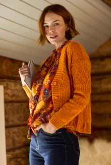 Amiens Mixed Stitch Cardigan Nut