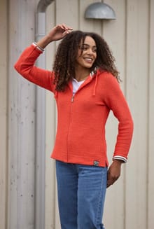 Chicoa Full Zip Macaroni Hoodie Hot Coral