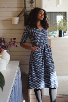 Isolde Printed Jersey Midi Dress Indigo