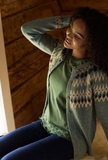 Raven Striped Emdroidered Hem Top Army Green