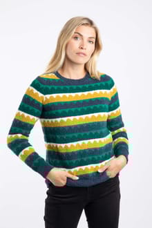 Tyla Cosy Knit Scalloped Jumper Antique Moss