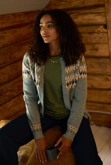 Hatty Fair Isle Cardigan Sea Mist