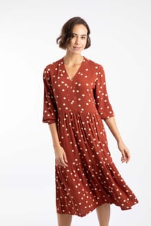 Gardot Viscose Printed Midaxi Dress Conker