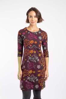Shafika Organic Cotton Printed Jersey Dress Mulled Wine