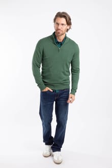 Frederick 1/4 Zip Fine Knit Jumper Army Green