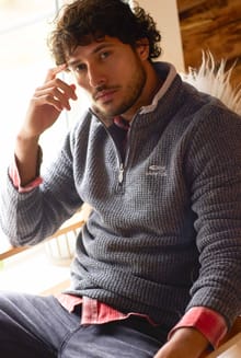 Newark 1/4 Zip Grid Fleece Washed Black