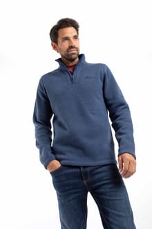 Stowe Recycled 1/4 Zip Soft Knit Fleece Blue Indigo