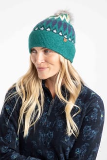 Frady Fair Isle Bobble Hat GreenIvy