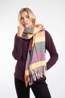 Badida Brushed Check Scarf Rust Leaves