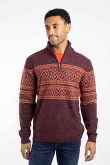 Kilnworth 1/4 Zip Fair Isle Jumper Mulled Wine