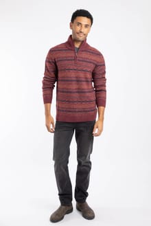 Larwill 1/4 Zip Fair Isle Jumper Garnet